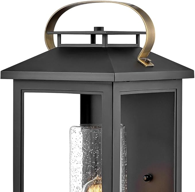 Hinkley Atwater Medium Wall Mount Outdoor Lantern - Clear Seedy Glass, Composite, Anti-Fade, LED