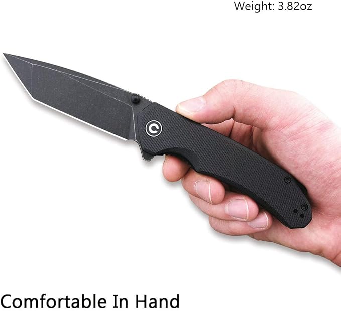 CIVIVI Brazen Folding Pocket Knife,3.5-Inch Tanto D2 Plain Blade,G-10 Outdoor Camping Hiking Knife