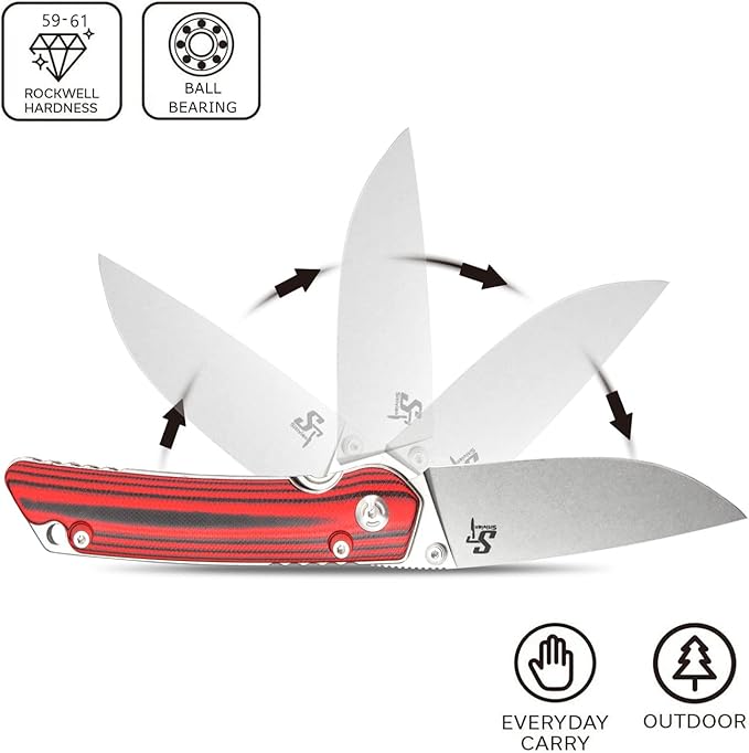 Sitivien ST128 Folding Knife,D2 Blade G10 Handle Safety Liner Lock EDC Tool Knife for Outdoor