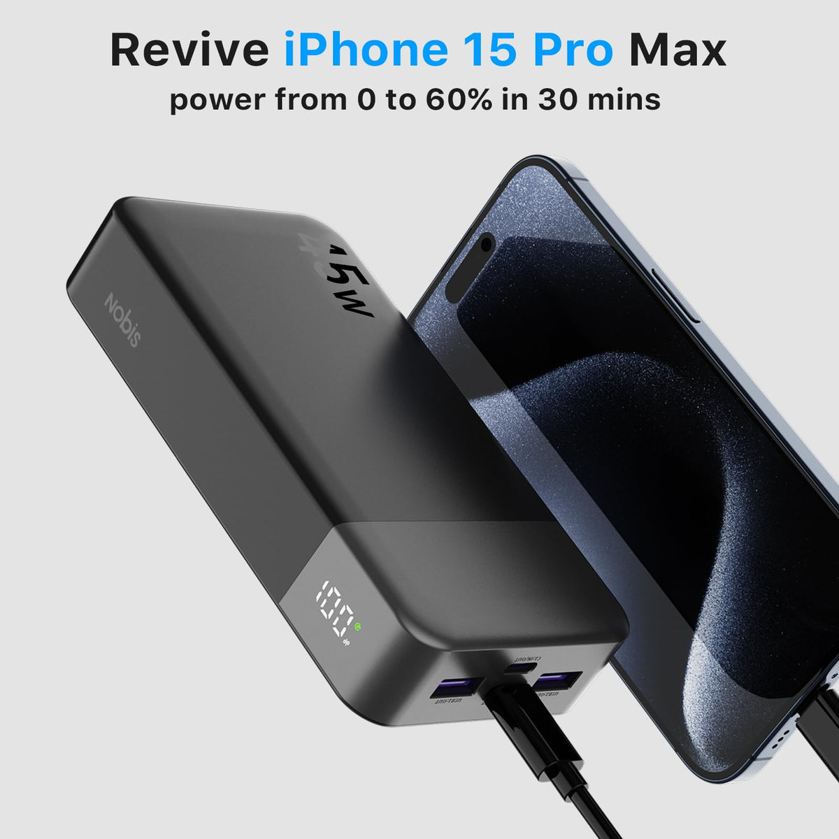 NOBIS Portable Power Bank - 45W, 20000mAh - product view 2