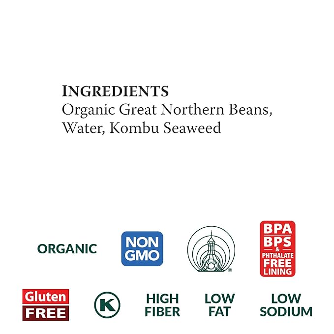 Eden Organic Great Northern Beans, 15 oz Can, No Salt, Non-GMO, Gluten Free, Vegan, Kosher, U.S.