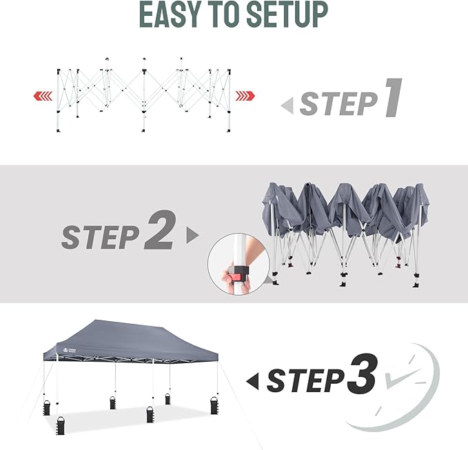 CROWN SHADES 10x20 Pop Up Canopy Tent - Commercial Canopy Tent with 400D Strength Oxford Fabric