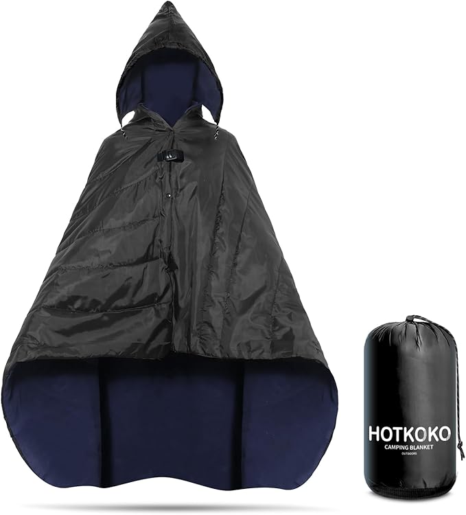 Waterproof Stadium Blanket, Fleece Camping Blanket Soft Warm Wearable Camp Blanket for Outdoor