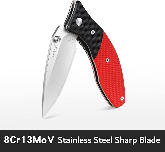 Vickay Pocket Knife, Folding Knife with Clip, EDC Knife for Men & Women, 3in 8Cr13MoV Stainless