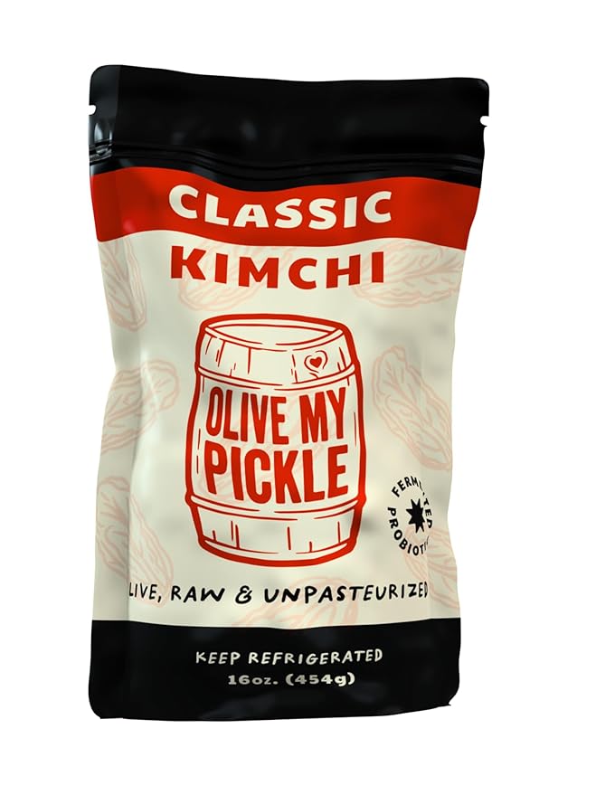 Olive My Pickle Organic Kimchi Fermented - 16 oz | 1 Pack of Classic Probiotic Napa Cabbage Kimchi