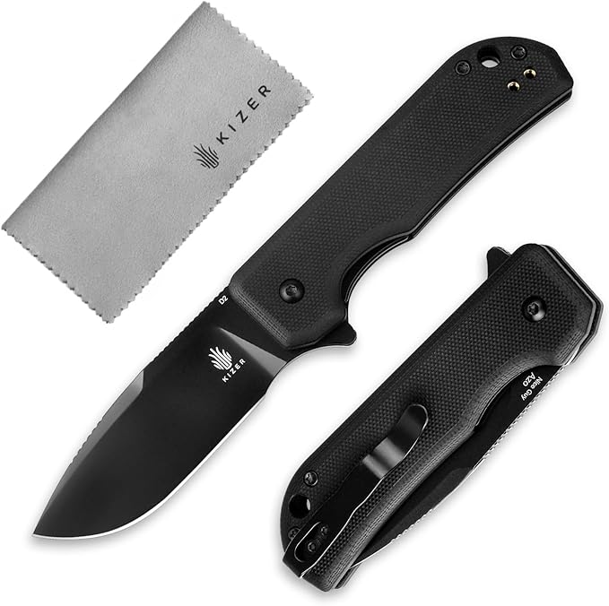 Kizer Nice Guy Pocket Folding Knife, 2.84??D2 Steel Blade knives, G10 Handle Small EDC Knife, Liner