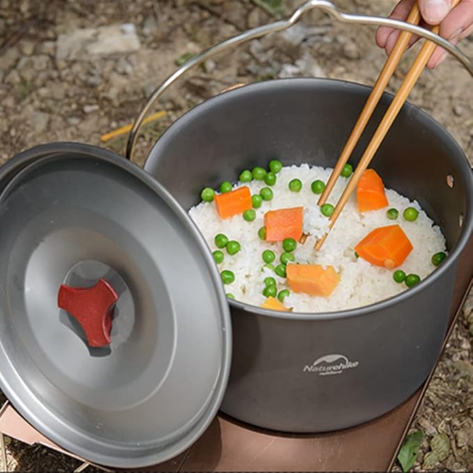 Naturehike Camping Soup Pot Cookware with Lid Large Outdoor Portable Hanging Pot Cooking Set for