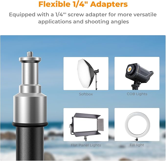 K&F CONCEPT Light Stand for Photography, 6.5ft/2M Portable Extendable Photo Video Tripod Stand