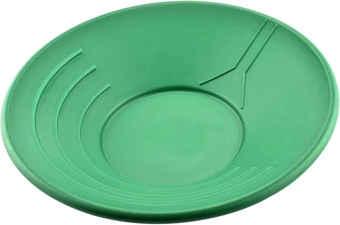 SE 14 Inch Gold Panning Pan - Three Riffles for Easier Mining and Prospecting (10 Pack Green)