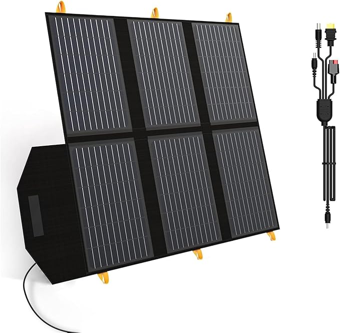 60W Portable Solar Panel for Power Station, 24% High Efficiency Foldable Solar Charger with QC3.0