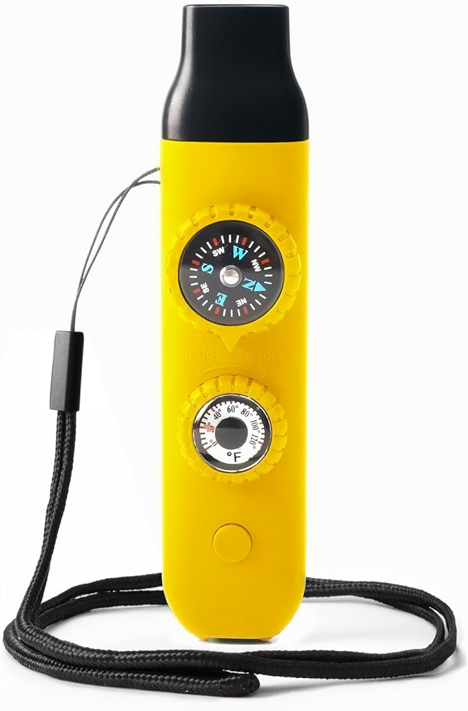 Emergency Survival Safety Whistle，Whistle for Kids with Lanyard,Compass,Thermometer,Ideal for