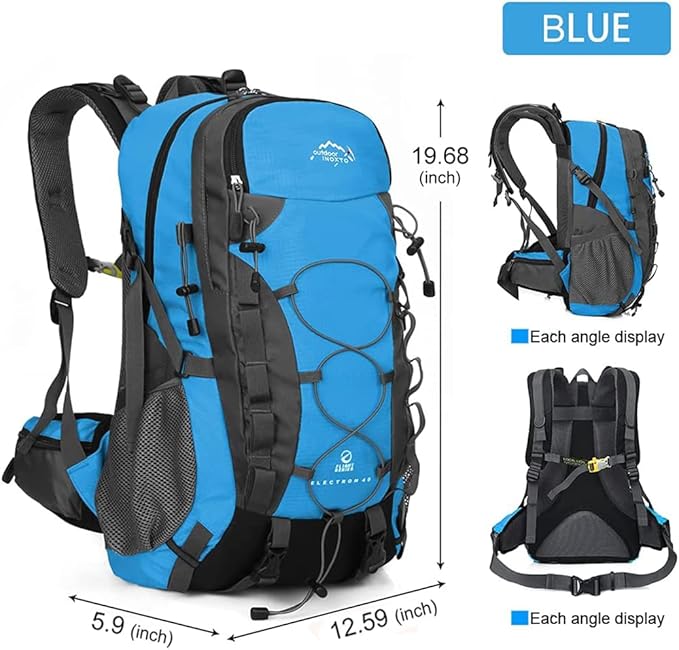 INOXTO lightweight Hiking Backpack 35L/40L Hiking Daypack with Waterproof Rain Cover for Travel