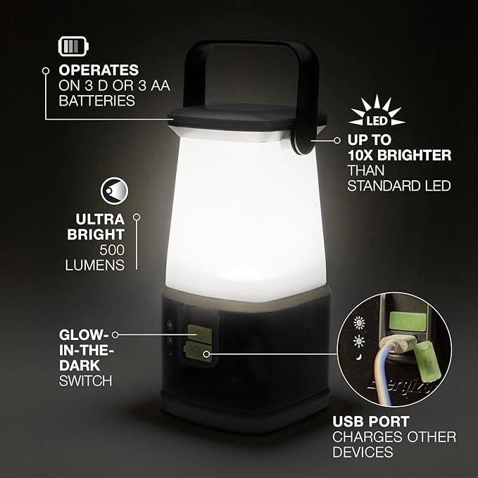 ENERGIZER LED Camping Lantern 360 PRO, IPX4 Water Resistant Tent Light, Ultra Bright Battery