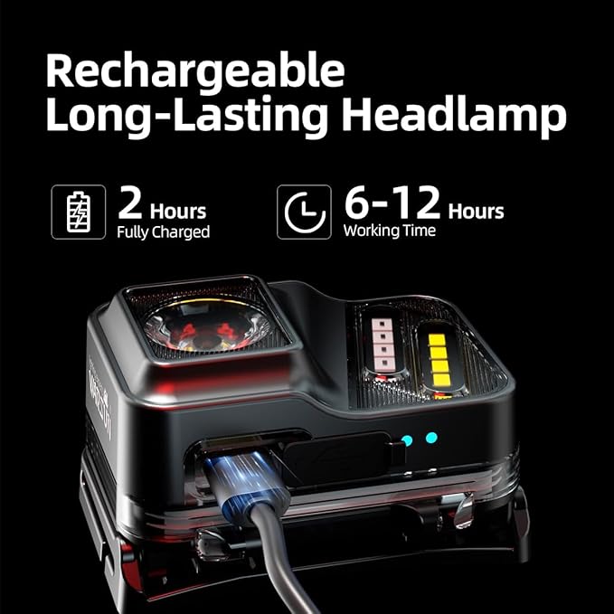 WARSUN Rechargeable Lightweight Headlamp 2 Packs ??750 Lumens Running & Helmet Light, LED Head