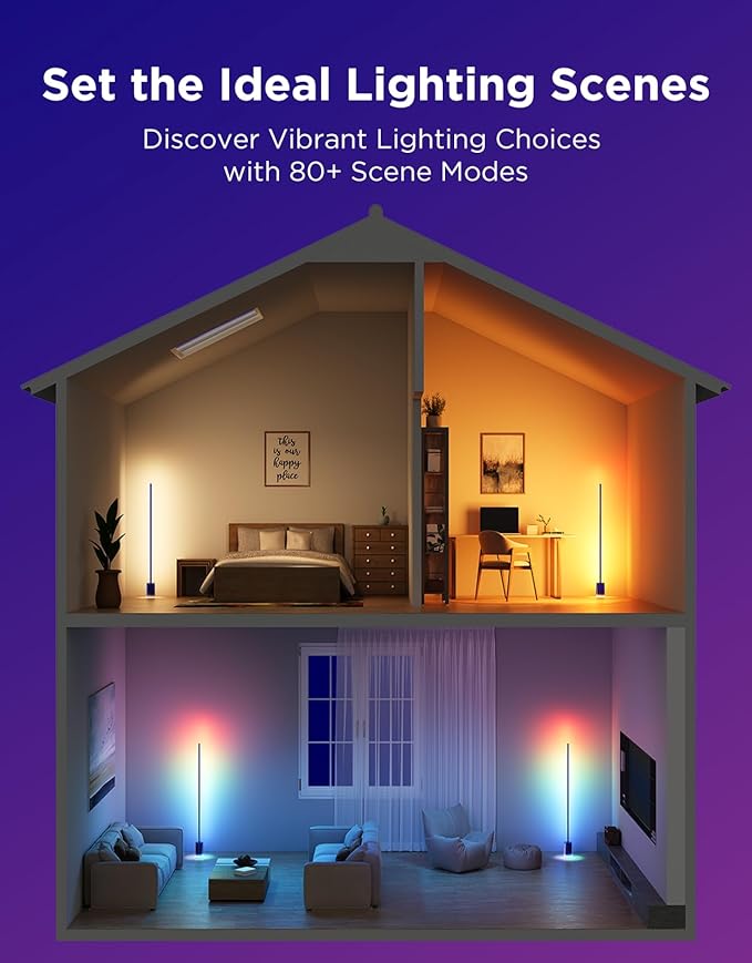 Govee Floor Lamp 2 with Matter, RGBIC, Warm Cool White LED, Alexa Compatible, 1725lm, Music Sync