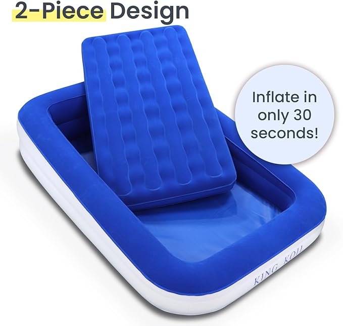 King Koil Luxury Toddler Inflatable Child Airbed, Travel Bed with Built-in Safety Bumper, Portable