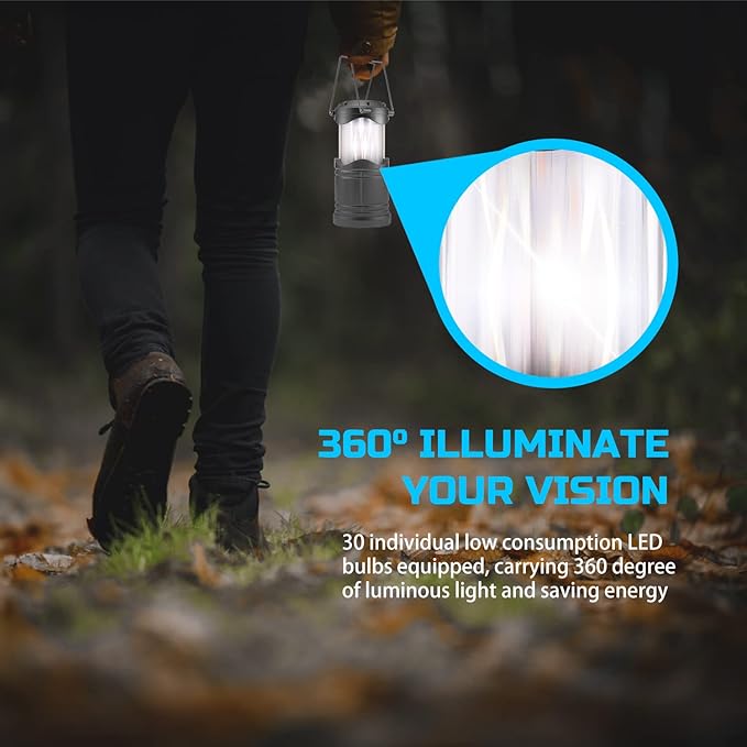 Lichamp 4 Pack LED Camping Lanterns, Collapsible Flameless Candles Tea Lights, Portable Battery