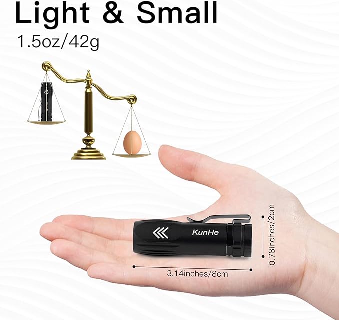 KunHe 10 Pack Small Rechargeable Flashlights Bulk USB-C Mini High Lumen Flashlight Clip-on Portable