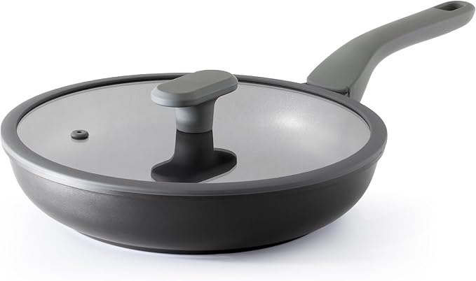 PRICUSIS Nonstick Ceramic Frying Pan with Lid, 8/10 Inch Skillet with Stay Cool Handle, Fully