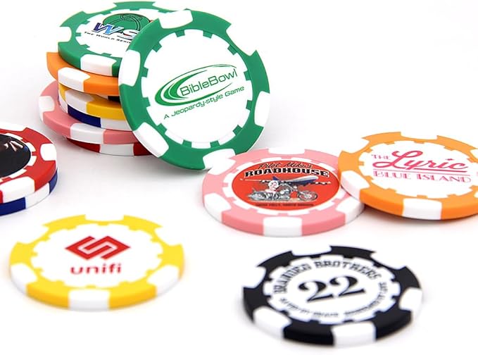 40mm Custom Poker Chips with Your Text,Logo or Design for Weddings, Anniversaries, Parties