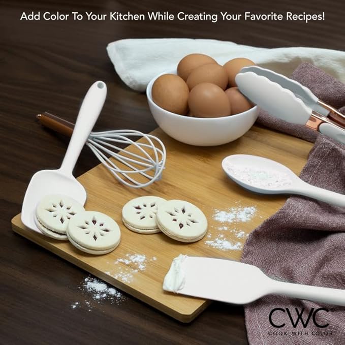 COOK WITH COLOR Silicone Cooking Utensils, Kitchen Utensil Set, Easy to Clean Silicone Kitchen