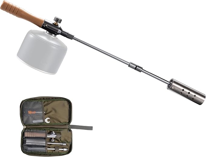 CAMPINGMOON Camping Grill Torch Dual Fuel Head Flame Adjustable for Charcoal Starter with Storage