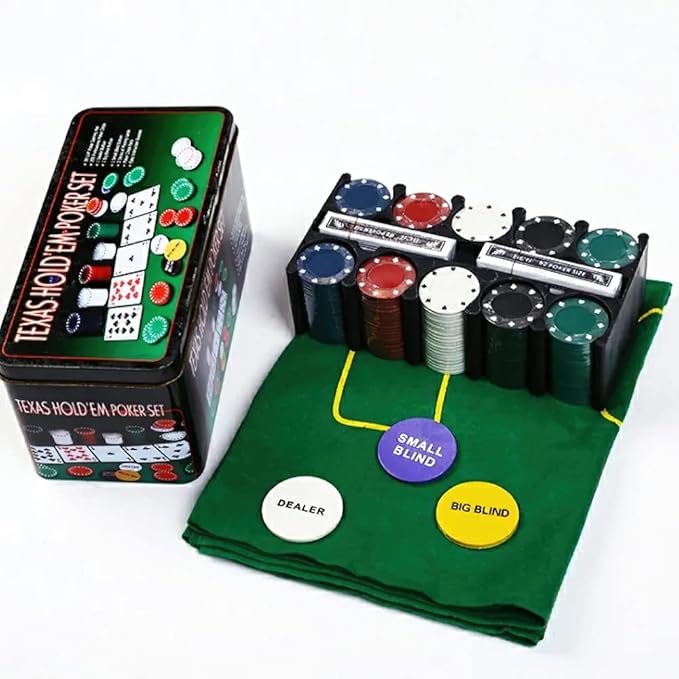 Poker Chip Set with Aluminum Storage Box,200 Pcs Poker Chips,2 Pack Pokers,1 Professional Table