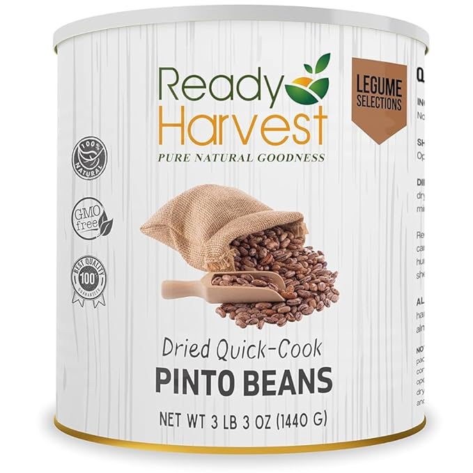 Ready Harvest Emergency Food - Quick-Cook Pinto Beans | Dried Beans | Survival Food | #10 Can |