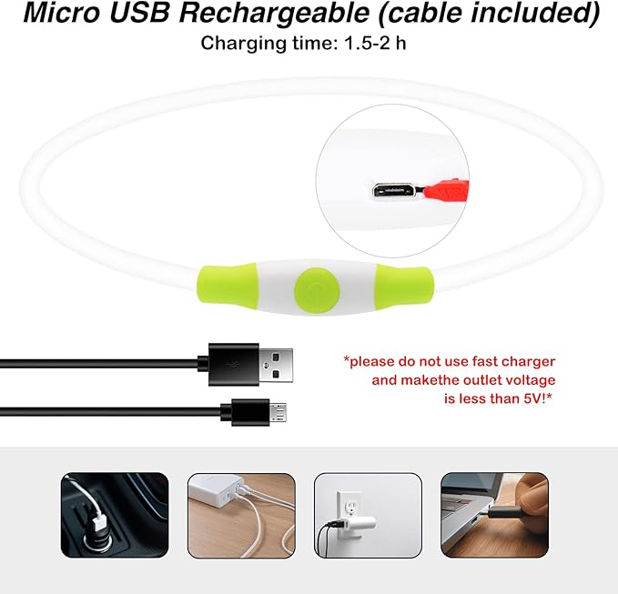 Light Up Dog Collar, Dlitk Rechargeable Cuttable LED Dog Collars, Pet Safety Light at Night Walking