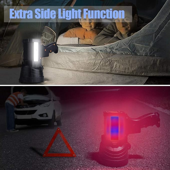 YIERBLUE Rechargeable Spotlight, Super Bright High Lumen LED Handheld Spotlight Long Lasting Large