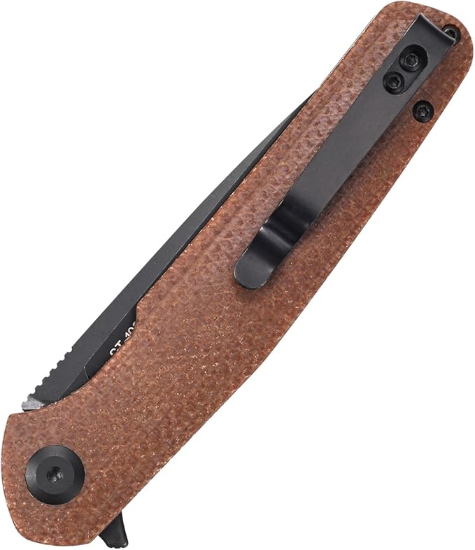 Sitivien ST102 Folding Knife, D2 Steel Blade+Micarta Handle EDC Tool Knife for Outdoor, Camping