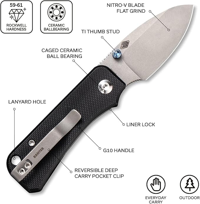 CIVIVI Baby Banter Pocket Folding Knife for EDC, 2.34" Blade Small Knife with Titanium Thumb Stud