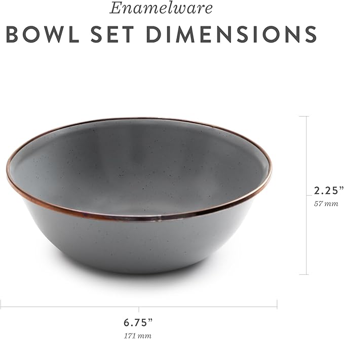 Barebones Enamel Bowl Set - Dish Set of 2 Bowls - Enamelware Set for Camping and Everyday Use