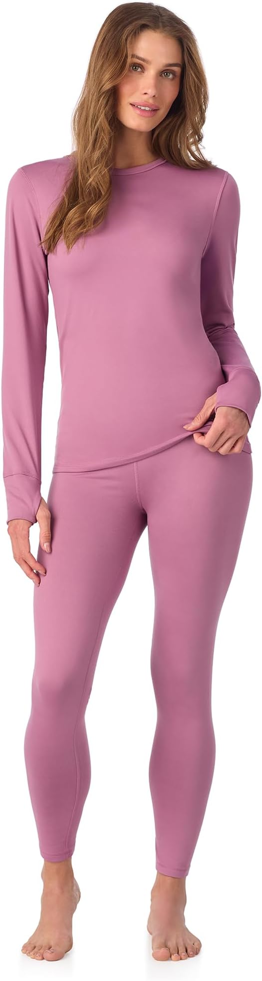 Cuddl Duds Womens Fleece Lined Thermal Base Layer Set – Long Sleeve Shirt & Leggings for Cold