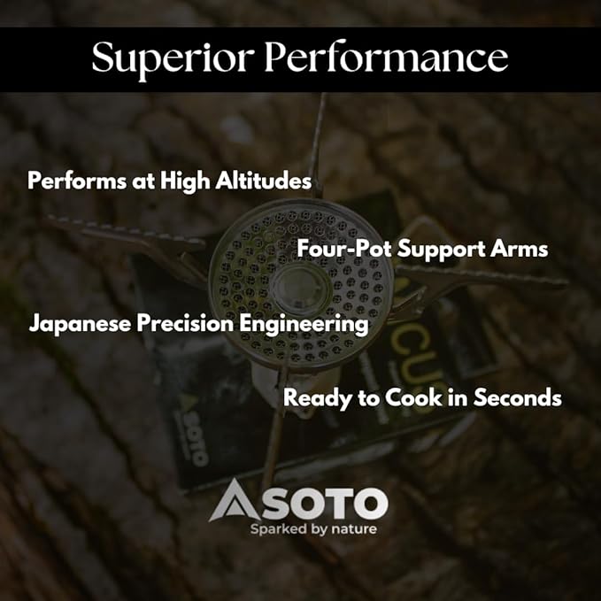 SOTO Amicus Stove with or without Igniter Camping Stove - Superior Under Windy Conditions, Shock
