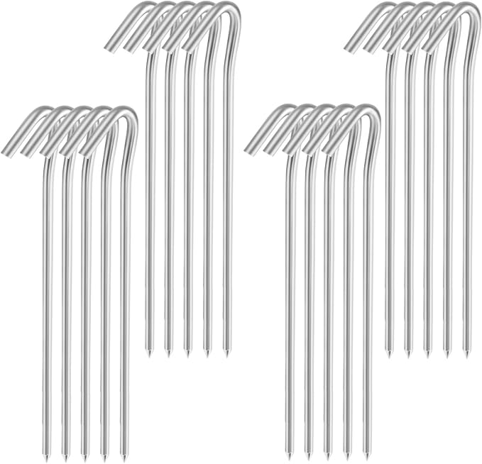 9" Tent Stakes, Heavy Duty Tarp Camping Stakes, Galvanized Metal Pegs for Outdoor Decorations, 20