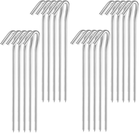9" Tent Stakes, Heavy Duty Tarp Camping Stakes, Galvanized Metal Pegs for Outdoor Decorations, 20