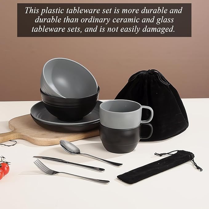 Berglander Camping Mess Kits for 2 Person, Silverware Set Spoons Forks Knives, Camping Essentials