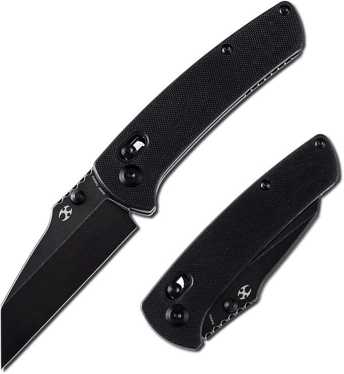 KANSEPT Main Street Pocket Folding Knife, 3.36''Black Ticn Coated 154cm Sharp Steel Blade, G10