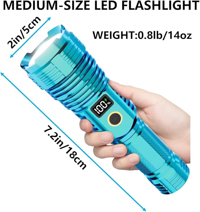 Flashlights High Lumens Rechargeable, LED Super Bright Flash Light Long Beam, Zoomable Linternas
