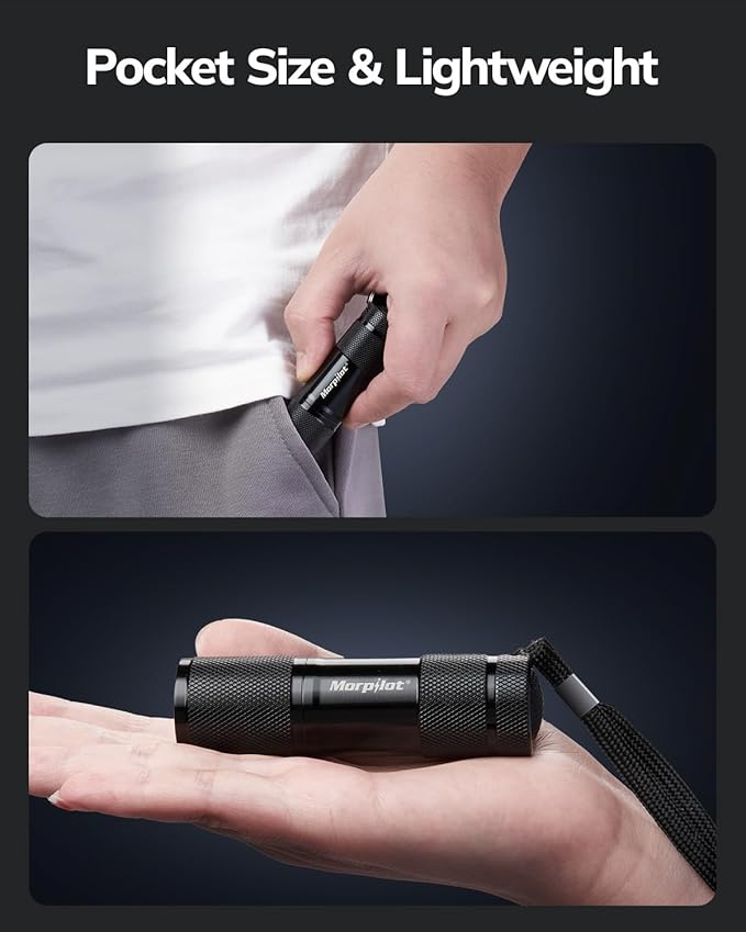 Morpilot Black Light Flashlight Mini UV Flashlight: 395nm Blacklight Flashlights, 9 Led Pet Urine