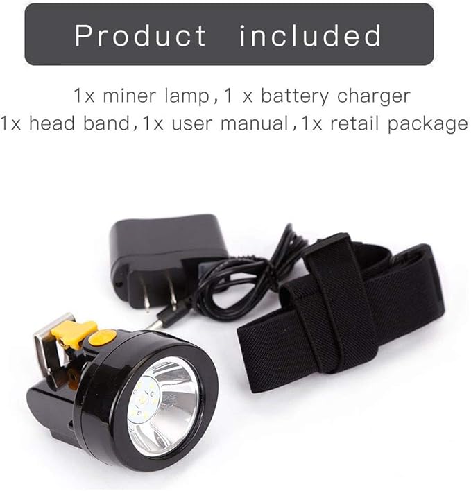 Rechargeable LED Mining Headlamp, Waterproof Explosion-Proof Miner Cap Light, High Power Helmet