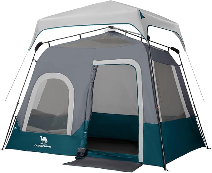 Camping Tents 4/6 Person Pop Up Instant Tent - Setup in 60s for Family Camping, Windproof Design