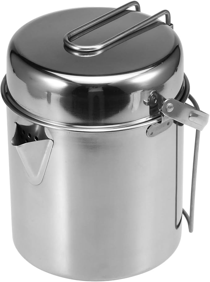 Lixada Camping Pot Stainless Steel Lightweight Kettle Bottle Cup or Pot with Foldable Handle and