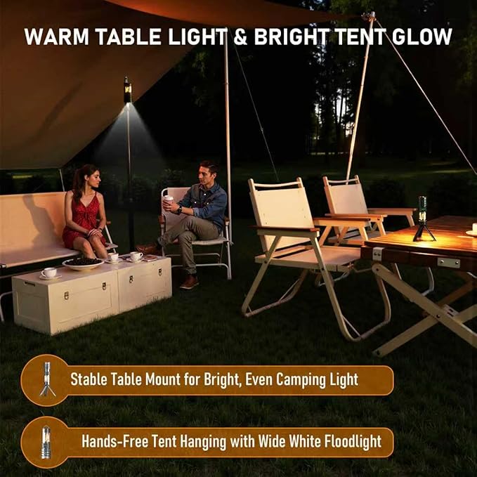 Rechargeable Flashlight 11 Modes Tactical Camping Flashlight with Red-Blue Emergency Lights, 10000
