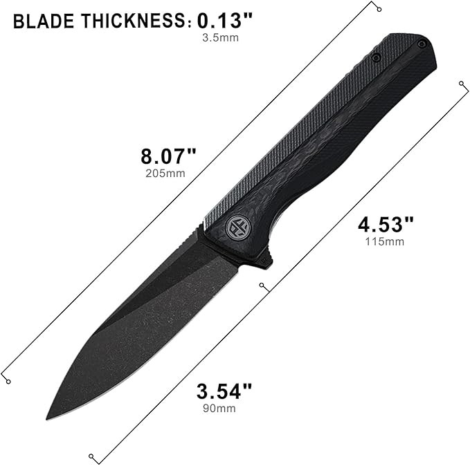 Petrified fish PF818,3.54" D2 Blade,104g G10 Handle Flipper Folding knife (Carbon fiber with G10