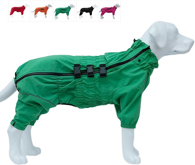 Dogs Waterproof Jacket, Lightweight Waterproof Jacket Reflective Safety Dog Raincoat Windproof