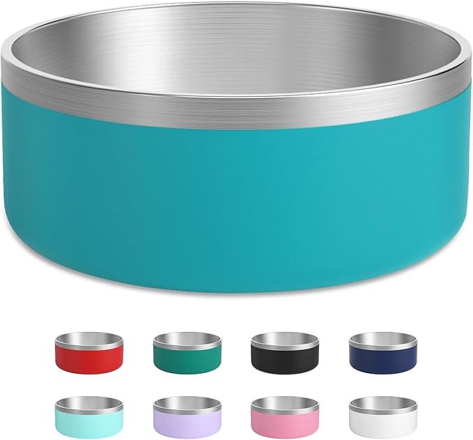 Stainless Steel Dog Bowl - Metal Water and Food Dish for Large Dogs, Insulated, Non-Slip, Easy