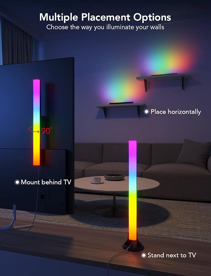 Govee RGBIC Light Bars, 15 Inches WiFi TV Backlight Suitable for 45-70 inch TVs, Smart Light Bars