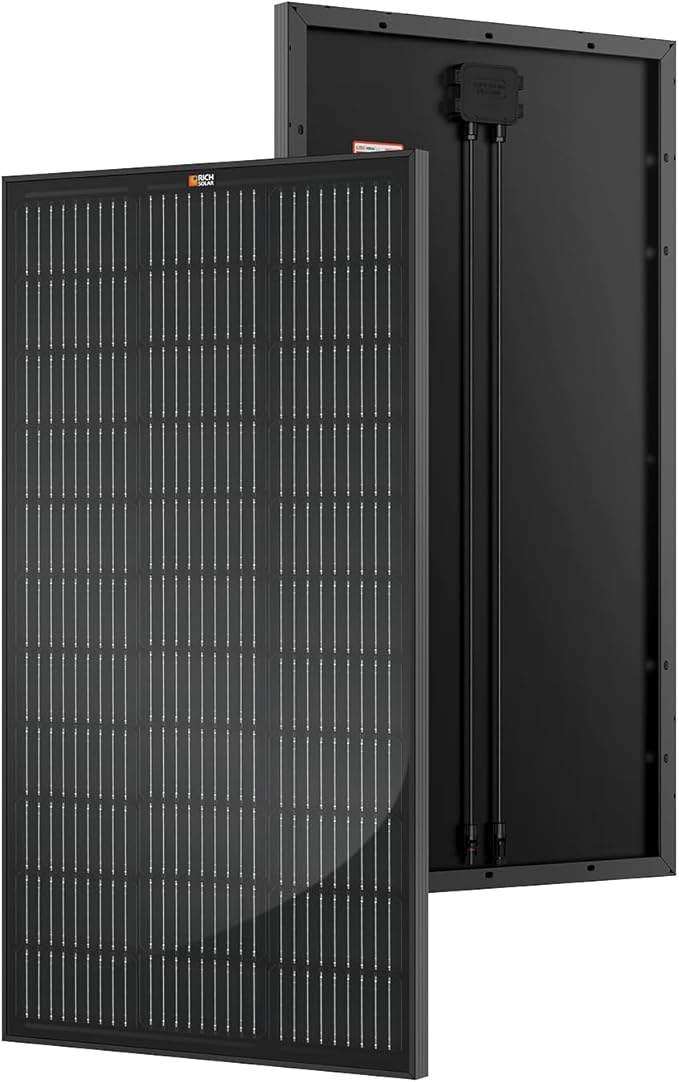RICH SOLAR 100 Watt 12 Volt Premium Monocrystalline Solar Panel All Black